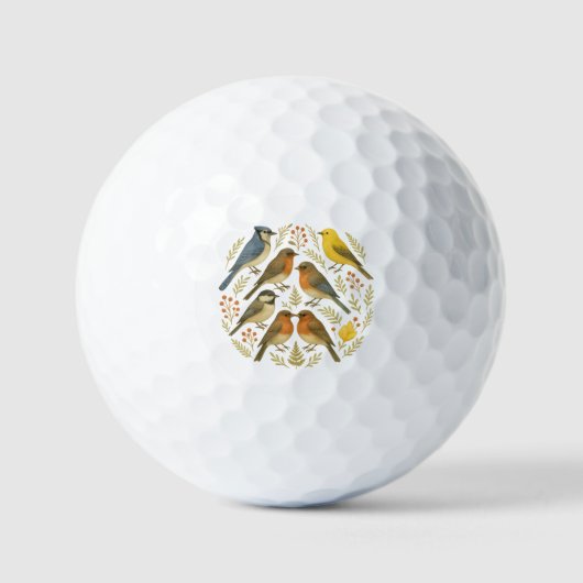 Vogel-Mandala – Heimische Singvögel  Golfball (Vorderseite)