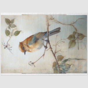 Vogel mit Aquarellfarbe Seidenpapier