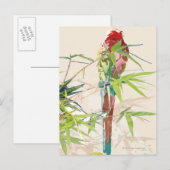 Vogel mit Bambus-Blätter Postkarte (Vorne/Hinten)