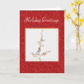 Vogel mit Berries Weihnachtskarte Karte (Gelbe Blume)