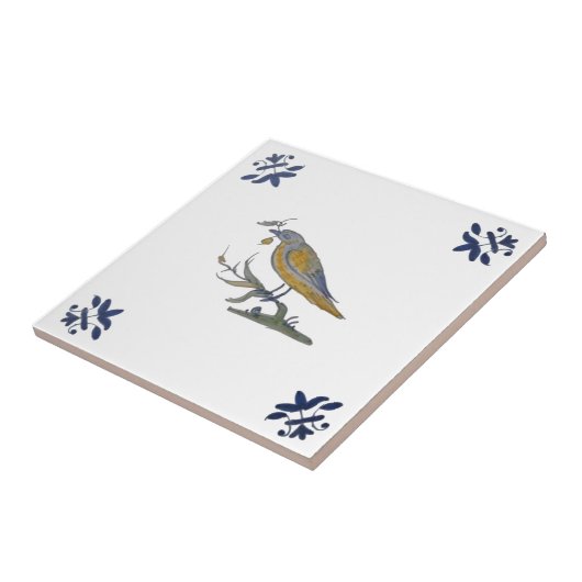 Vogel mit Berry White Delft Repro c. 1650 Tile Fliese (Seite)