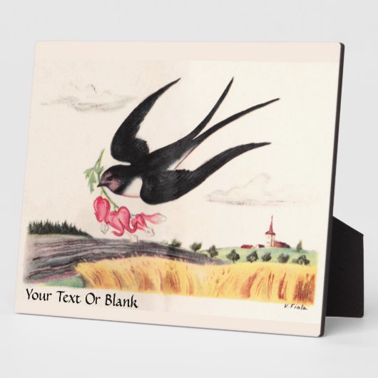 Vogel mit Blume Fotoplatte (Seite)