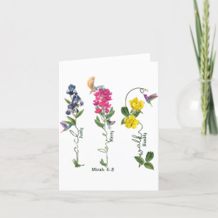 Vogel mit Blume Gerechtigkeit Liebe Gnade und gehe Dankeskarte