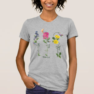 Vogel mit Blume Gerechtigkeit Liebe Gnade und gehe T-Shirt