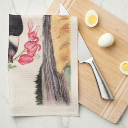 Vogel mit Blume Handtuch (Viertel Falte)