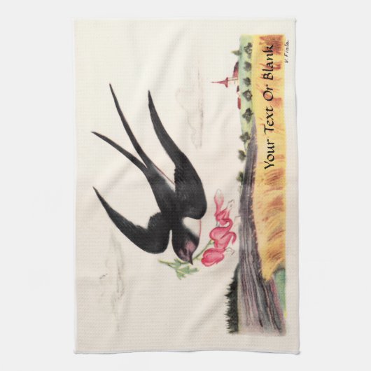 Vogel mit Blume Handtuch (Vertikal)