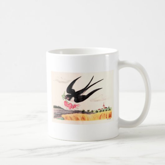 Vogel mit Blume Kaffeetasse (Rechts)