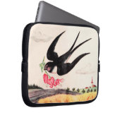 Vogel mit Blume Laptopschutzhülle (Vorne Rechts)