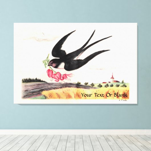 Vogel mit Blume Leinwanddruck (Insitu (Holzboden))