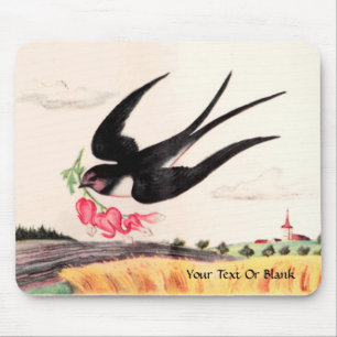 Vogel mit Blume Mousepad