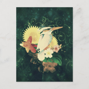 Vogel mit Blume Postkarte