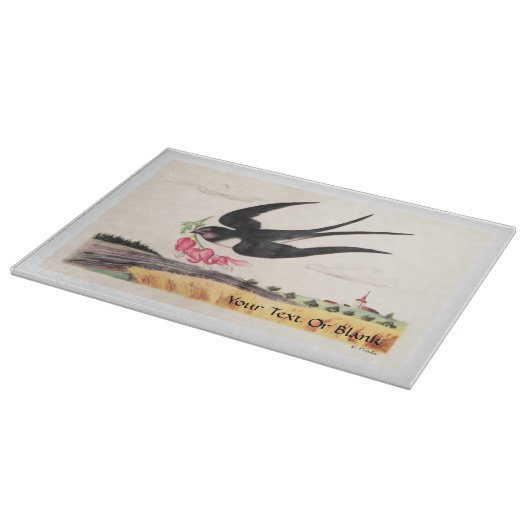 Vogel mit Blume Schneidebrett (Ecke)