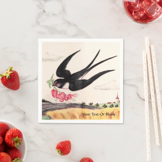 Vogel mit Blume Serviette (Beispiel)