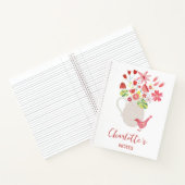 Vogel mit Blumenvase personalisierter Name Notizblock (Innenseite)
