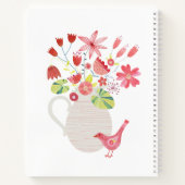 Vogel mit Blumenvase personalisierter Name Notizblock (Rückseite)