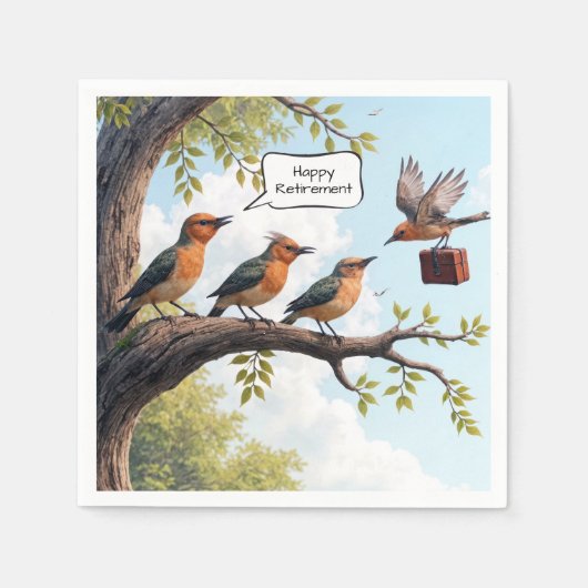 Vogel mit Bürobriefkasten für das Ruhestand Serviette (Vorderseite)