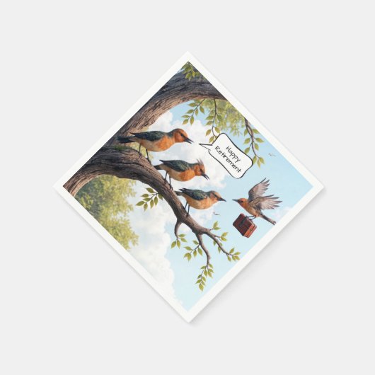 Vogel mit Bürobriefkasten für das Ruhestand Serviette (Ecke)