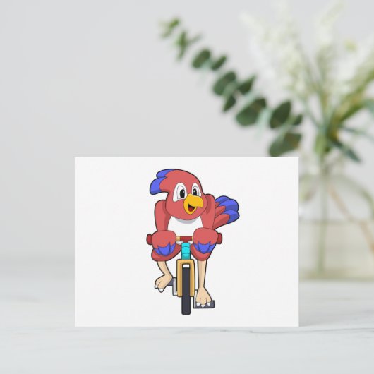 Vogel mit Fahrrad Postkarte (Stehend Vorderseite)