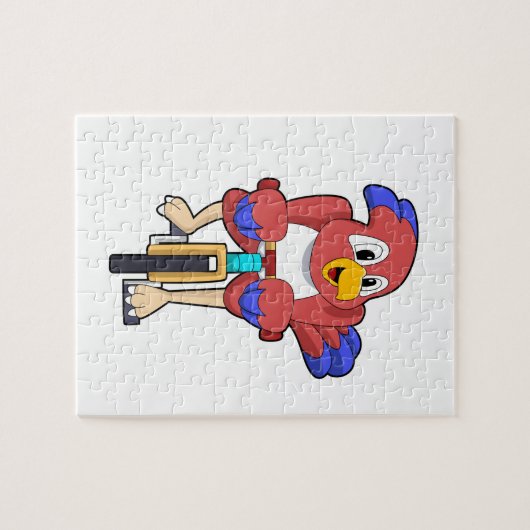 Vogel mit Fahrrad Puzzle (Horizontal)