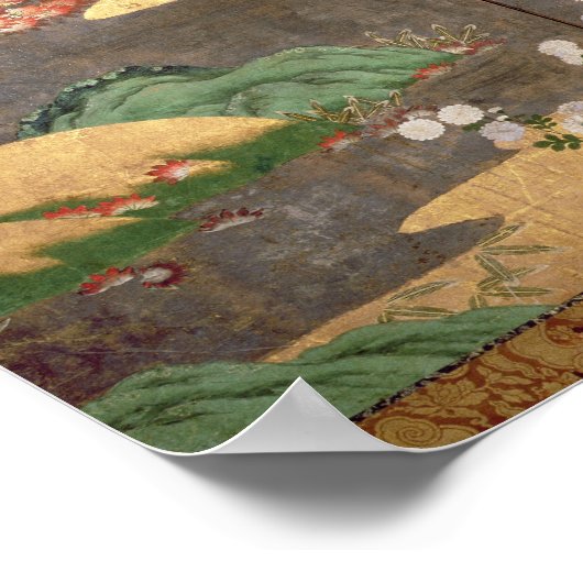 Vögel mit Herbst- und Winter-Blume Poster (Ecke)