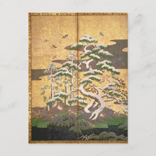 Vögel mit Herbst- und Winter-Blume Postkarte (Vorderseite)