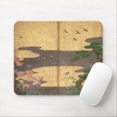 Vögel mit Herbst- und Winter-Blumen Mousepad (Mit Mouse)
