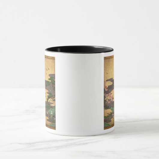 Vögel mit Herbst- und Winter-Blumen Tasse (Zentrum)