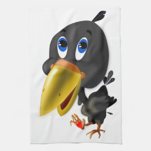 Vogel mit Herz Geschenk Küche Handtuch Cartoon