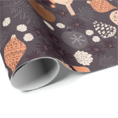 Vögel mit Hüten, Dekoren, Kiefernzapfen zu Weihnac Geschenkpapier (Rolleneckpunkt)