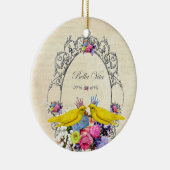 Vögel mit Kronen und Blume - Bella Vita Keramik Ornament (Rechts)