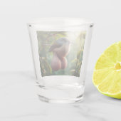 Vogel mit Kugelglas Schnapsglas (Rückseite)