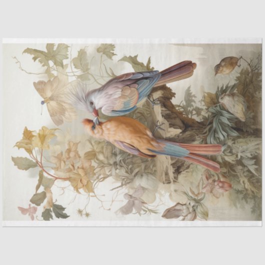 Vögel mit langen Federn Seidenpapier (Vorderseite)