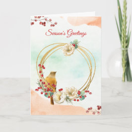 Vogel mit Magnolia Kranz geklappte Grußkarte Karte