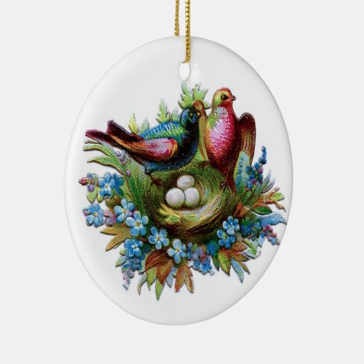 Vögel mit Nest-Verzierung Keramik Ornament (Rechts)