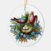 Vögel mit Nest-Verzierung Keramik Ornament (Links)