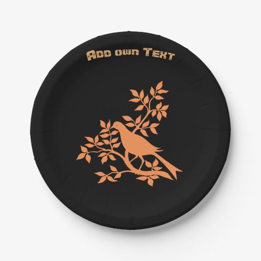 Vogel mit Nestbild Eigener Text hinzufügen Schöne  Pappteller (Vorderseite)
