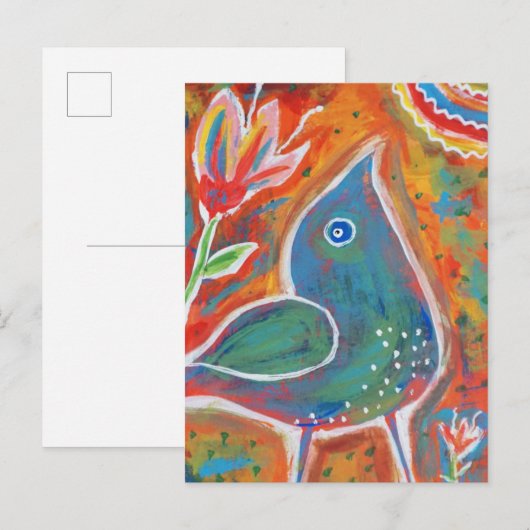 Vogel mit positivem Ausblick Postkarte (Vorne/Hinten)