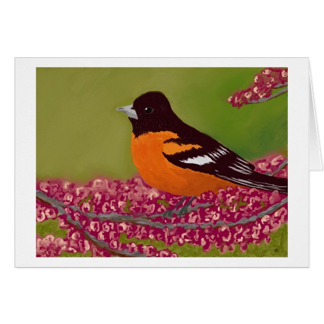 Vogel mit rosa Blume (Vorderseite (Horizontal))