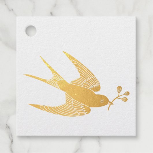 Vogel mit Sprig Foil Gift Tag (Vorderseite)
