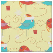 Vögel mit Weihnachtsgeschenken Stoff (Nahaufnahme)