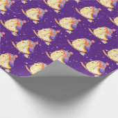 Vogel mit Winterkappe auf Lila Geschenkpapier (Ecke)