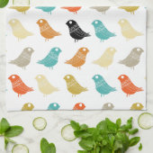 Vögel Mitte des Jahrhunderts Moderne, leuchtend fa Geschirrtuch (Gefaltet)