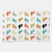 Vögel Mitte des Jahrhunderts Moderne, leuchtend fa Geschirrtuch (Horizontal)