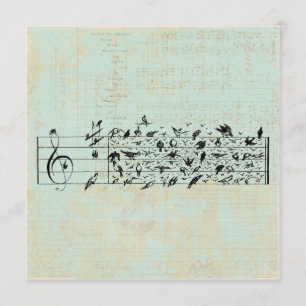 Vögel & Musik-Personal Papier Vintage Alterung Min Einladung