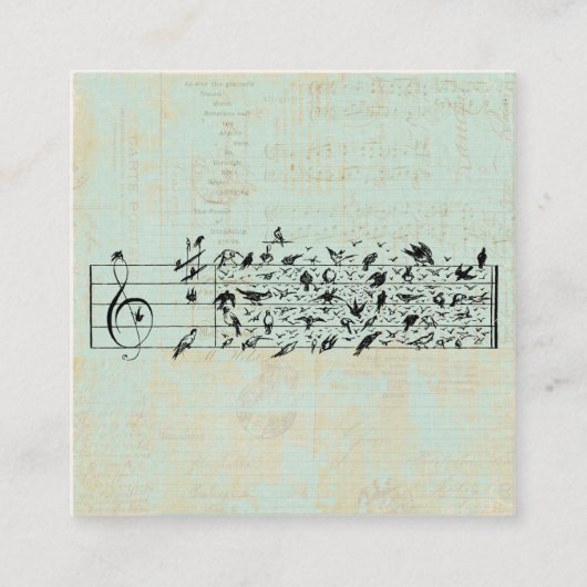 Vögel & Musikmitarbeiter Papier Vintager Minze Grü Begleitkarte (Vorderseite)