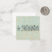 Vögel & Musikmitarbeiter Papier Vintager Minze Grü Mitteilungskarte (Vorderseite/Rückseite Beispiel)