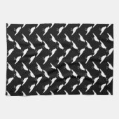 Vogel-Muster. Krähen in Schwarzweiss. Geschirrtuch (Horizontal)