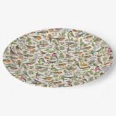 Vögel Muster Pappteller (Schrägansicht)