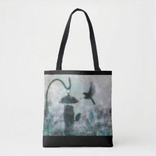 Vogel Nature Mysterious Turquoise Tote Bag Tasche