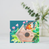 Vogel neben dem Haus Postkarte (Stehend Vorderseite)